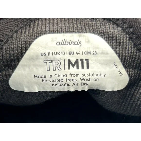 Allbirds Men's Black Tree Runner Athletic Lightweight Sneaker Shoe Size 11 3078 - Picture 8 of 16